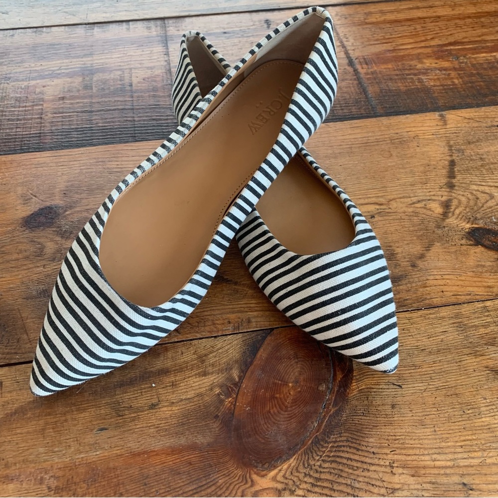 J. Crew Black and White Striped Flats
